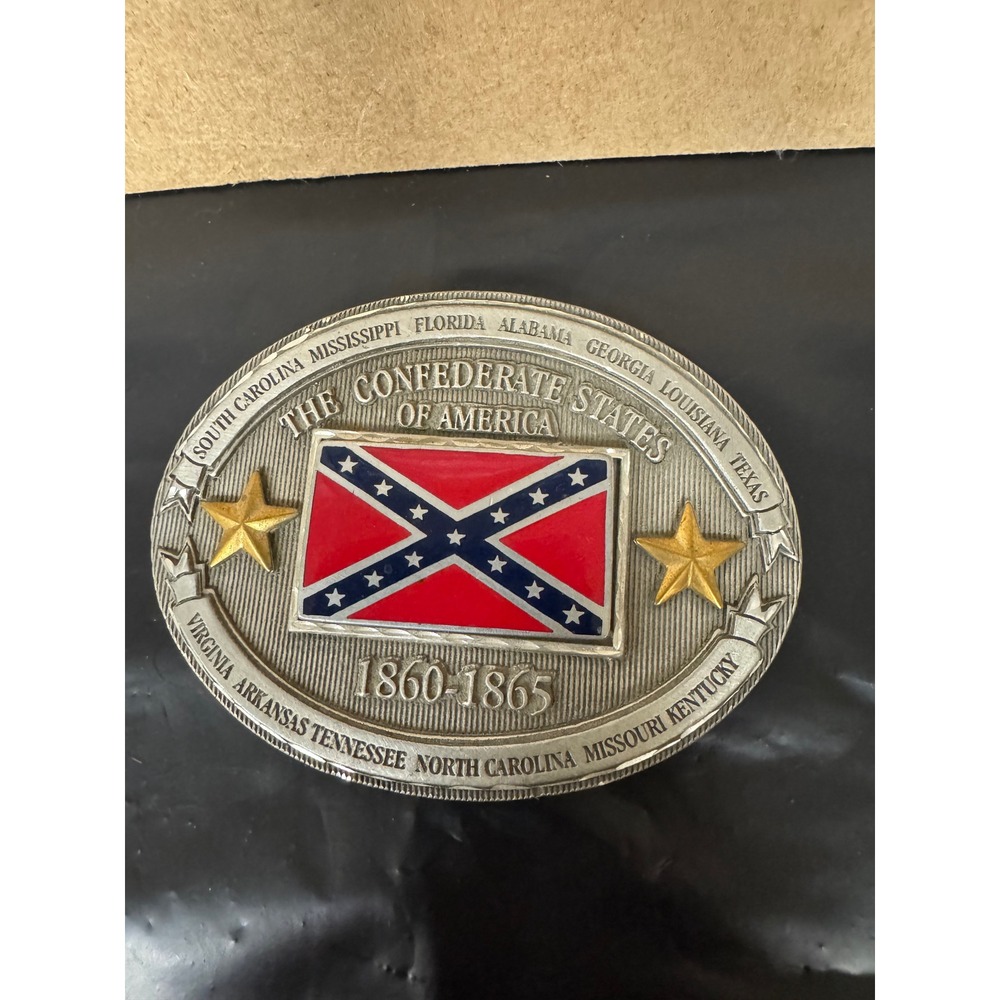 Vintage 1999 Confederate States of America History Belt Buckle BB1860 Silver